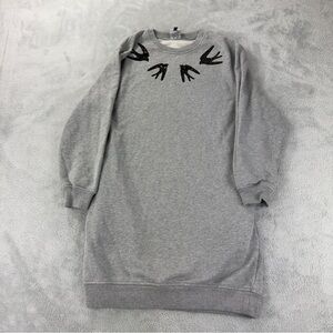 McQ Alexander McQueen Swallow Grey Long Sleeve Dress XS